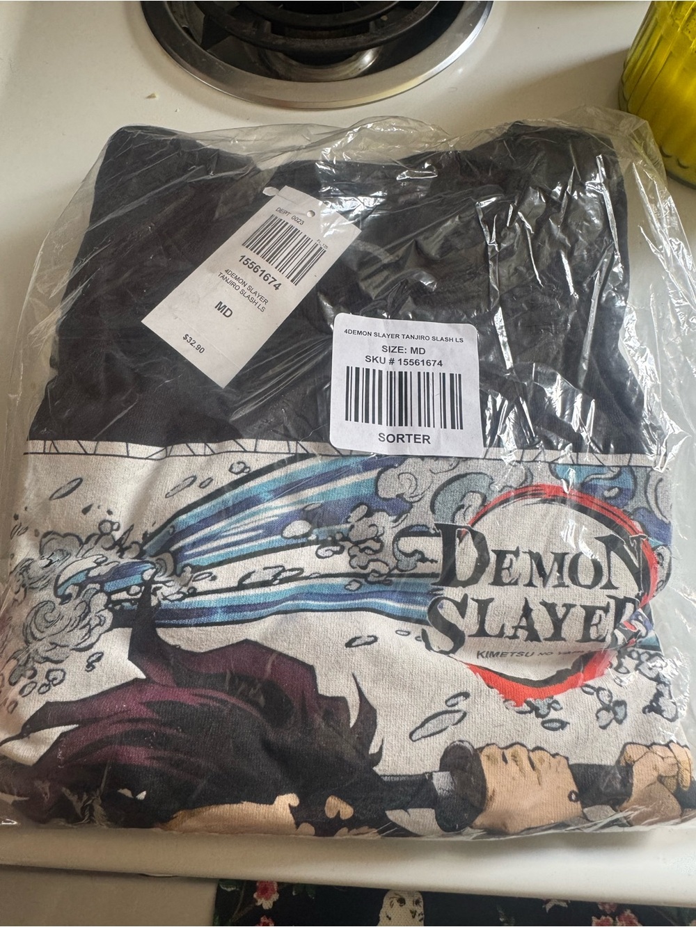 Hot Topic Demon Slayer Long Sleeve Shirt - Black, Blue, Red, Cream